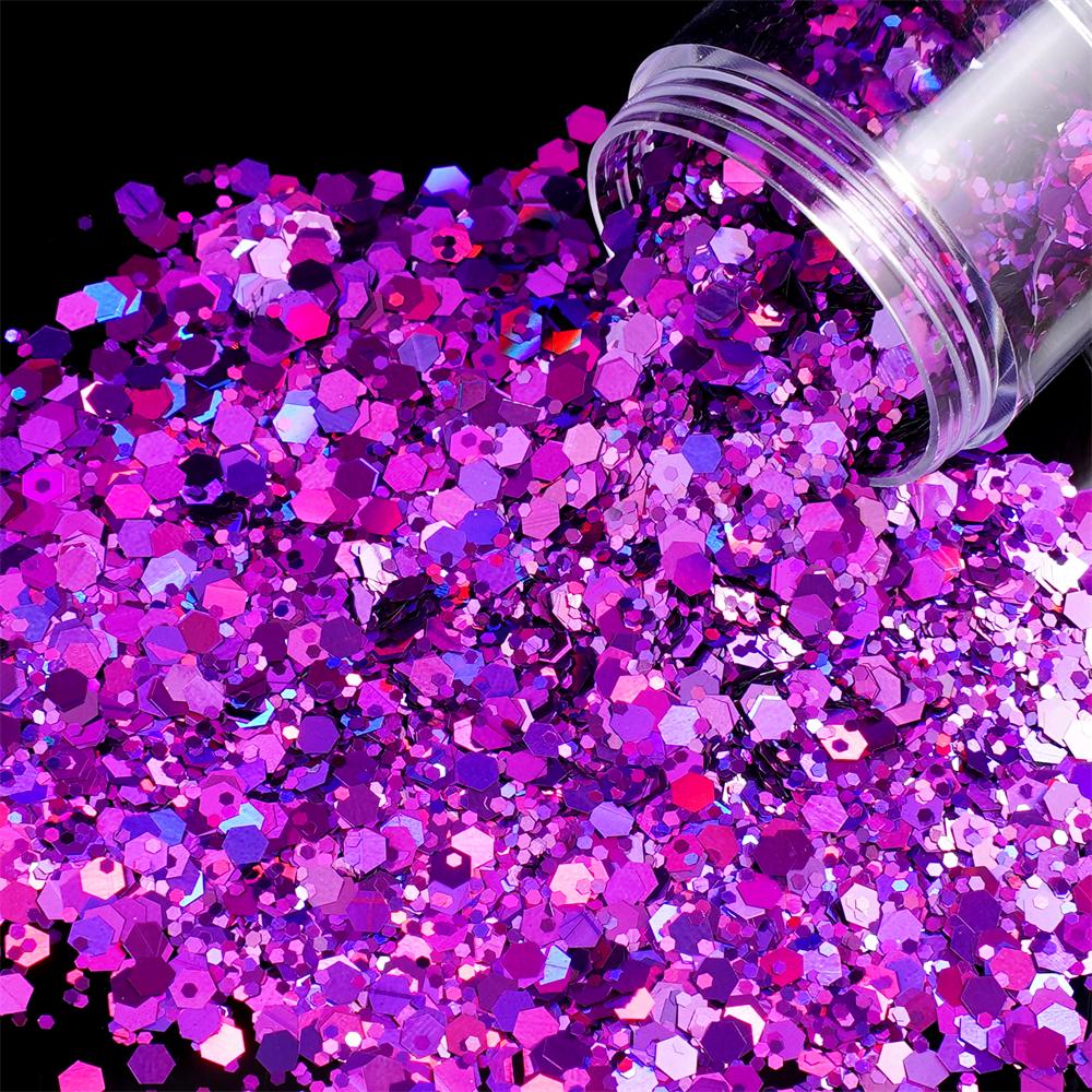 24g/Box Holographic Nail Art Glitter Hexagon Sequins Decorations Flakes Colorful Chunky Color Laser Sequins For DIY Epoxy Resin