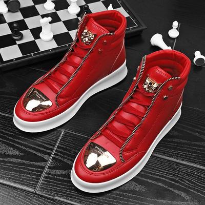 Rote Schlangenleder High Top Sneaker Herren Marke Luxus Designer Schuhe Mode Party Club Hip Hop Streetwear Schuhe Herren Freizeitsneaker