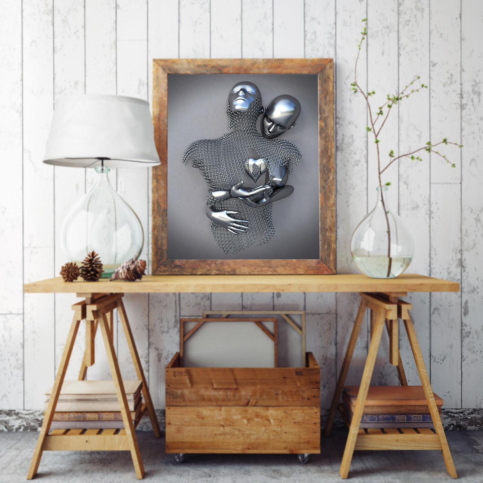 

Серце любові 3D настінний художній декор металева фігура статуя мистецтво картина на полотні висить картина на полотні без рами C