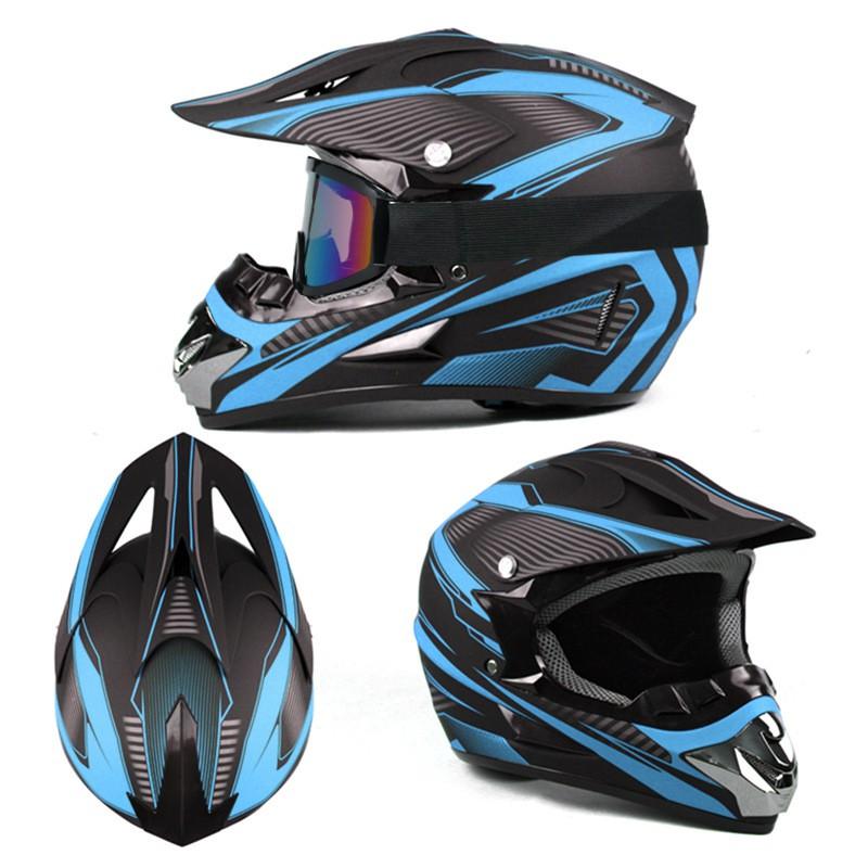 Full Face Motorcycle Helmet Off-Road ATV Dirt Bike Trail Racing Adult Unisex ABS Safety Gear With 3 Accessories
