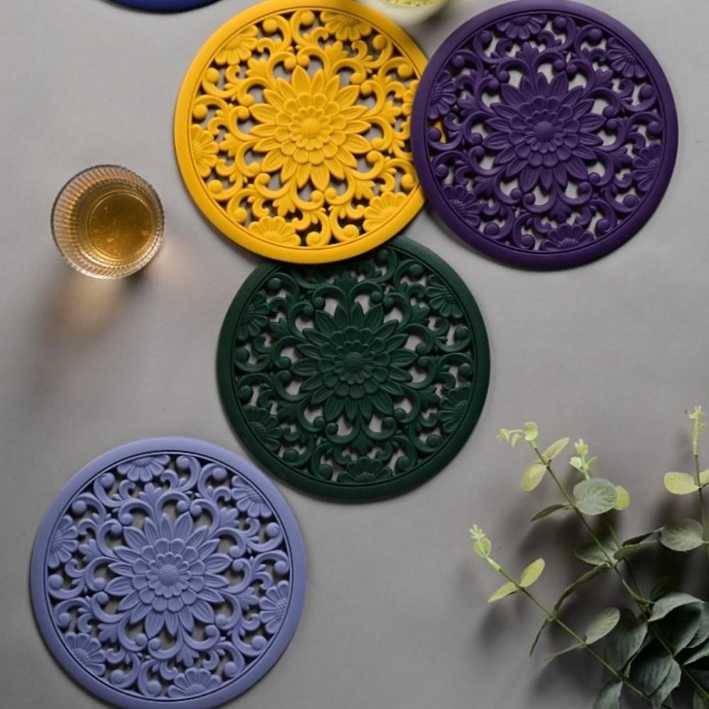 3Pcs Anti Scalding Silicone Trivet Mat Heat Resistant Placemat Fashion Insulation Pad Kitchen