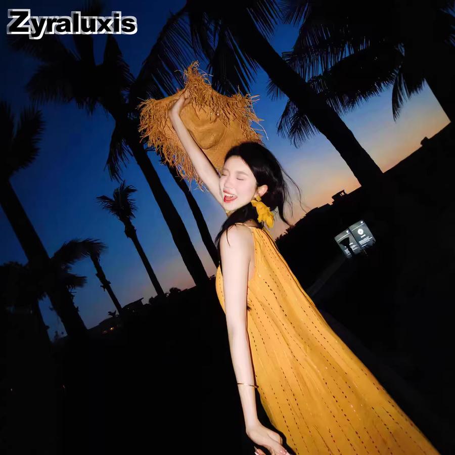 Thai Chiang Mai Beach Sweet Fresh Style Travel Dress Yunnan Dali Resort Wind Strappy Sundress for Women