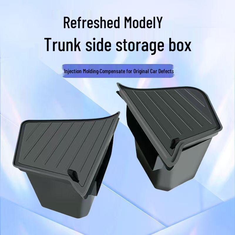 Fits Tesla Model Y/3: TPE Trunk Side Pocket Storage Bin Accessory