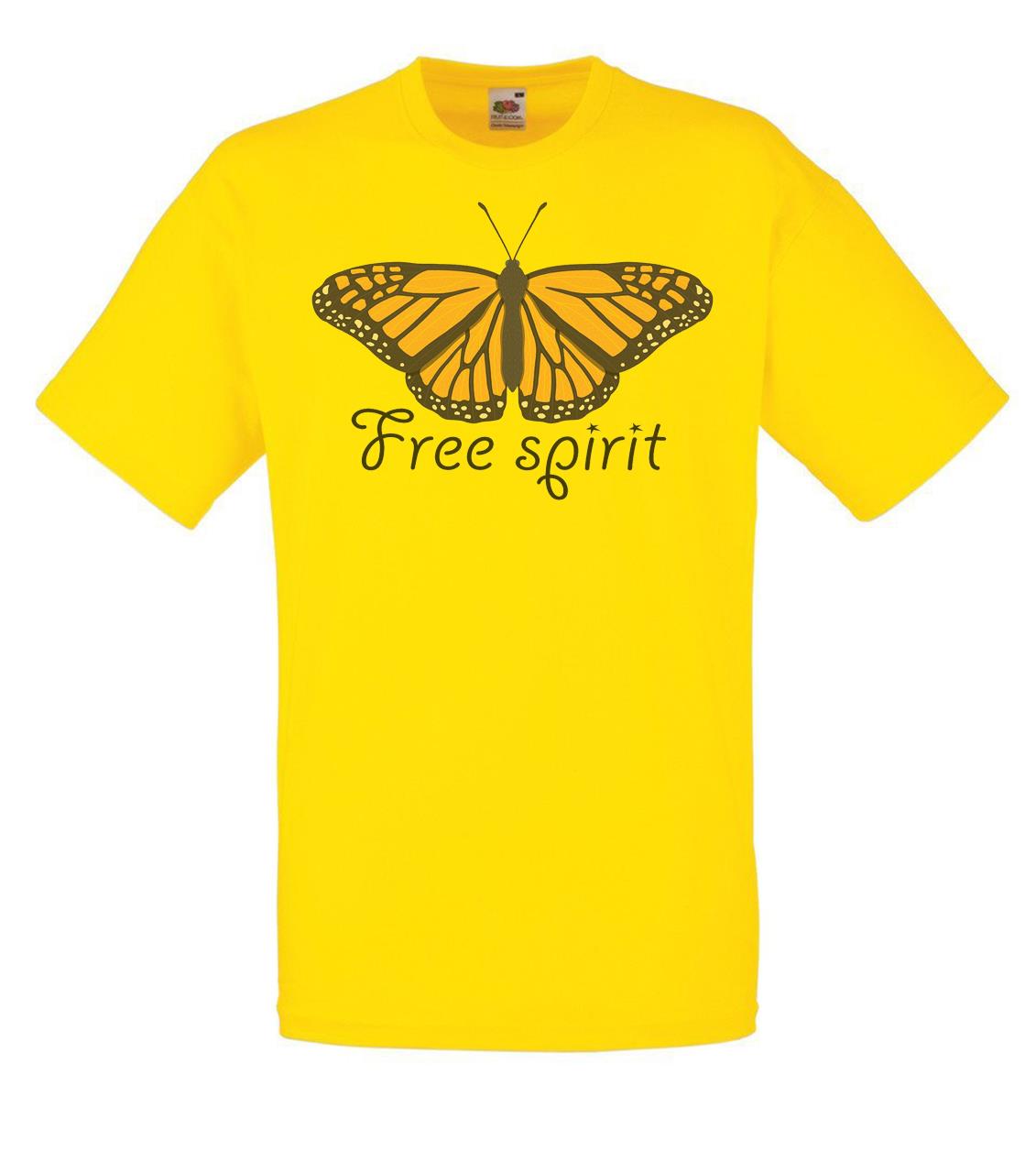 Adults Free Spirit Butterfly Insect Wild Nature Freedom Unisex Yellow TShirt 2XL