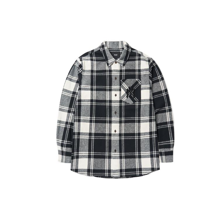 MLB Base Logo Shirts Unisex Black/White Lapel Moderate Shirt 3AWS01014-50CRS XS