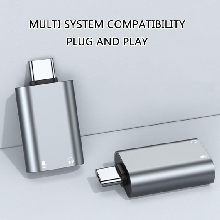 Double 3.5mm Headphone Adapter, USB C Double Headphone Splitter Type C To Auxiliary Female Port External Sound Card