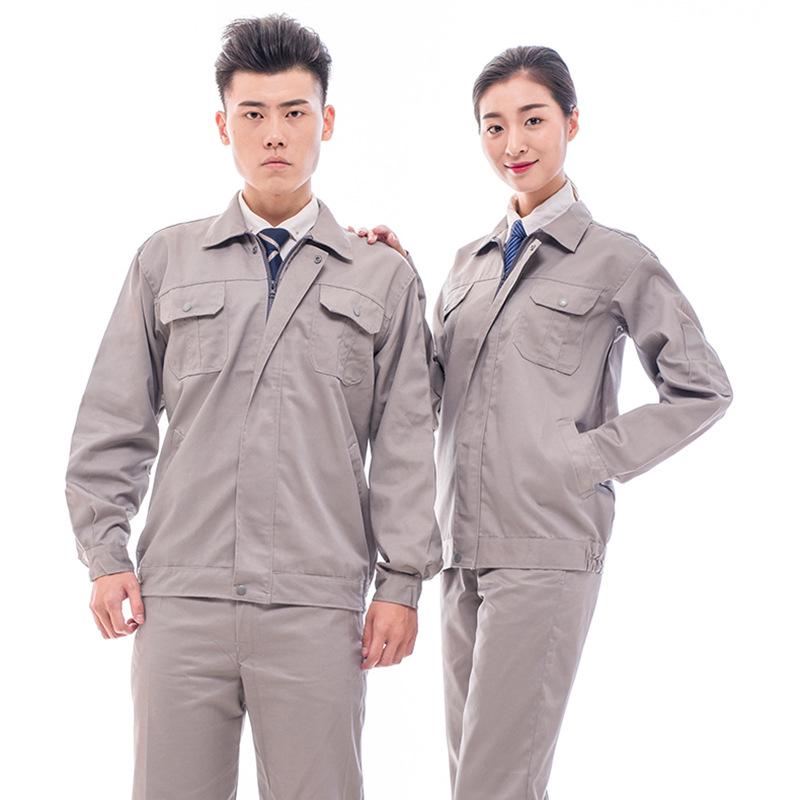 

Мужской износостойкий комплект рабочей одежды с длинным рукавом - Весна/Осень Униформа для авторемонта и сварки S-170 серый