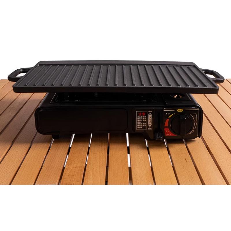 Litinový pekáč lze otočit Oboustranný grilovací tác Venkovní kempování Rukojeť BBQ nářadí Grilovací deska Čtvercová Plynový gril