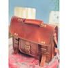 Real Goat Leather Vintage Brown Messenger Shoulder Laptop Bag Briefcase