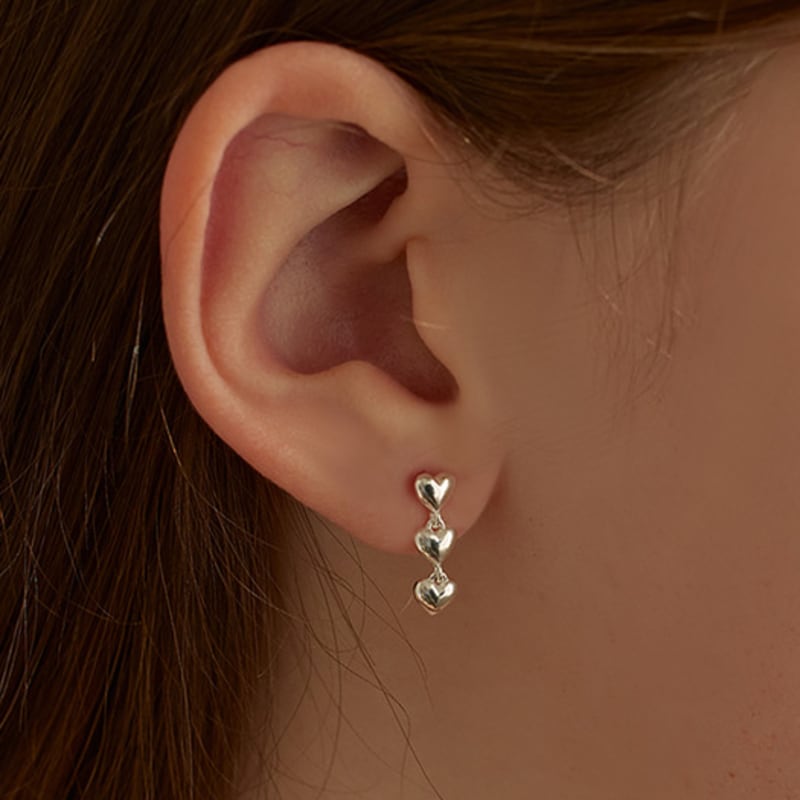 

Lewe Triple heart drop earring Silver