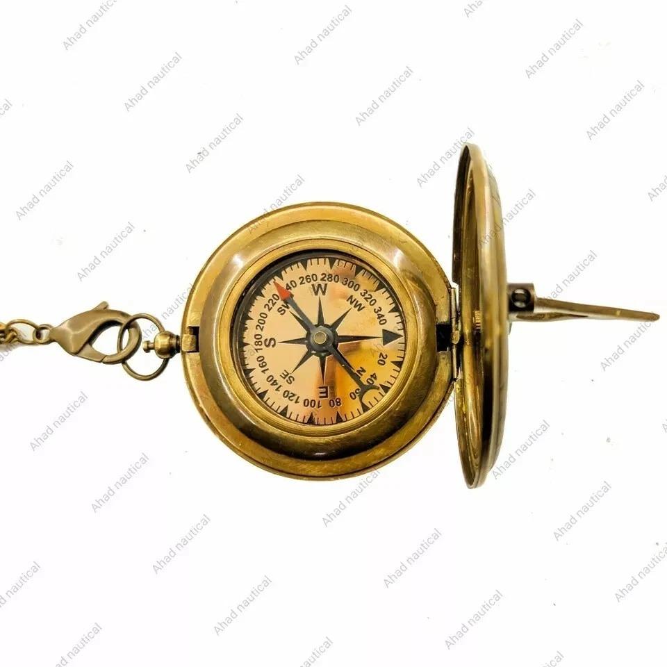 Nautical Pocket Sundial Compass With Leather Case