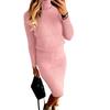 2026 Women's Autumn/Winter Knit High Neck Sweater and Skirt Set - European/American Style