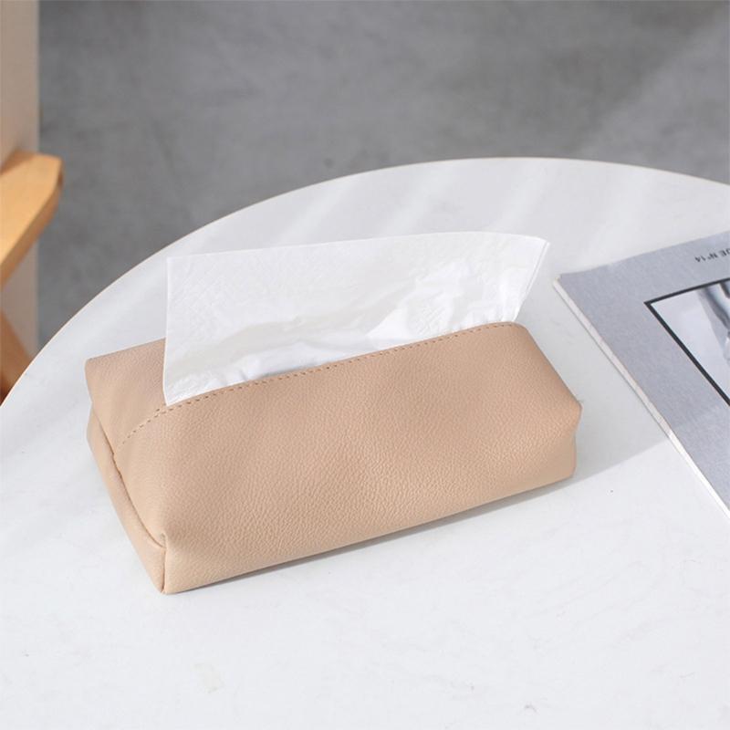 PU Leather Tissue Box Cover Rectangle Tissue Holder for Car Room Bathroom Decor Bedroom Ornament Folding Tissue Covers