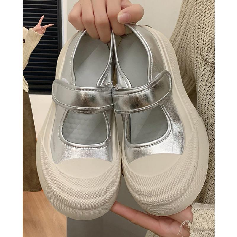 New Height-increasing Round-toe Shallow Shoes for Women with Big Heads Cute and Ugly Velcro