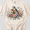 Comfort Colors Floral Bluebird Shirt, Spring Birds T-Shirt, Animal Lover Tee