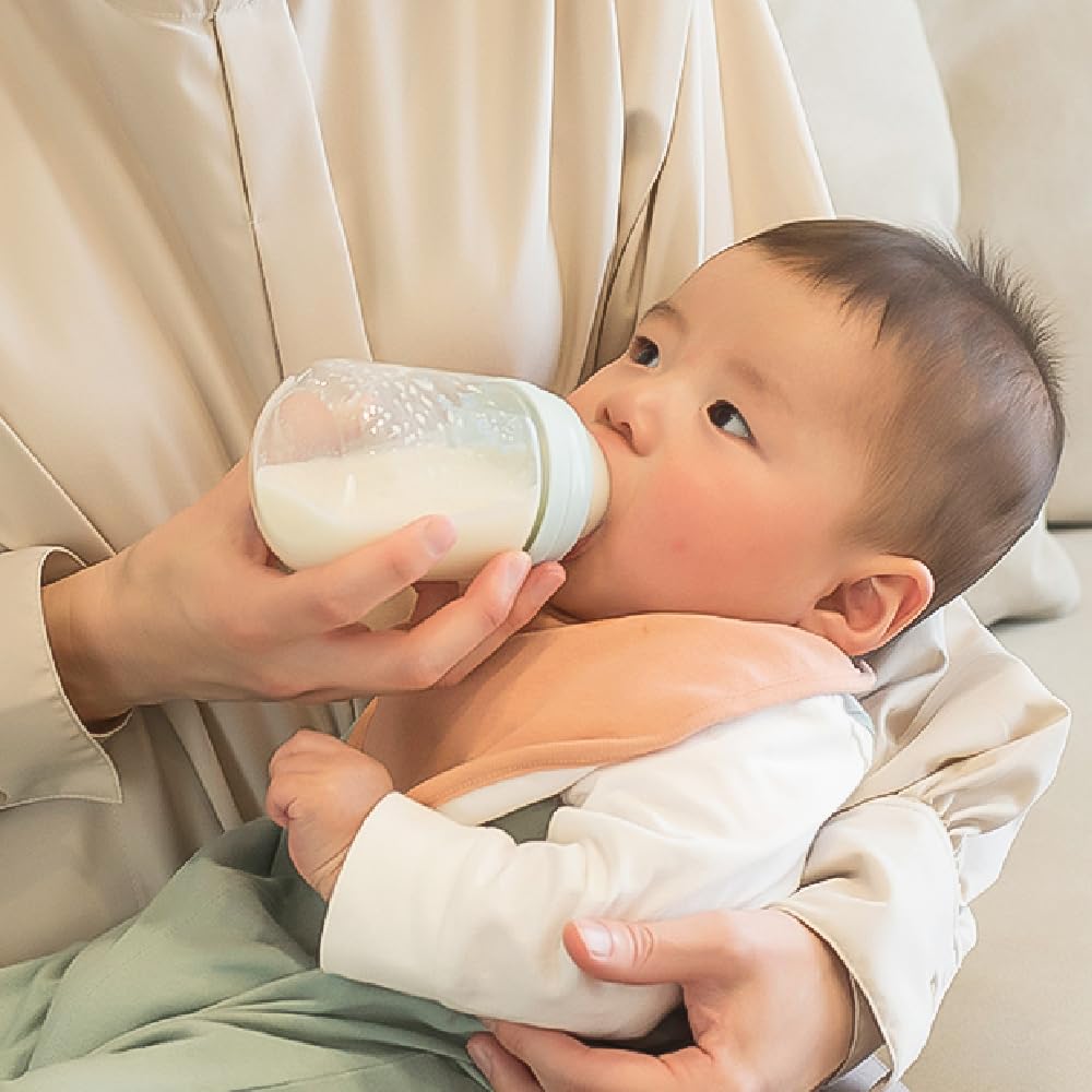 Richell Hanaemi Glass Baby Clear for Babies Aged 3 Months and Up Bottle, 240mL, Blue,