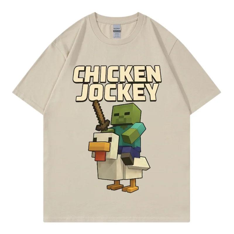 Chicken Jockey Game Cartoon Graphic T Shirt High Quality Fashion Short Sleeve Tshirt Men Women Casual Oversized Cotton Tshirts