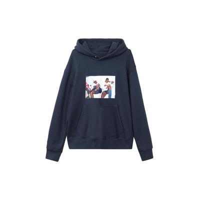 Printed Hoodie With Long Sleeves For Fitness And Casual Sports Men Tops Blue DR2953-410