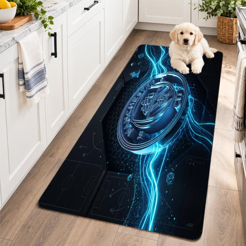 Flannel Kitchen Mat Manchester City Soft Area Rug Non Slip Floor Carpet Home Decoration