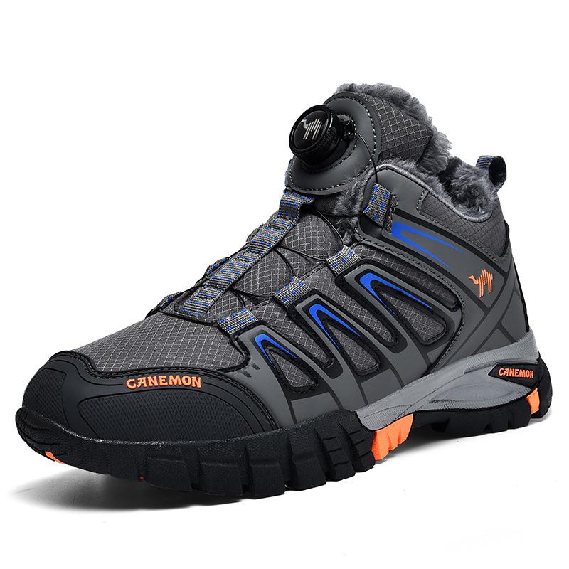 

Outdoor high-top shoes men s snow boots new winter velvet large size platform snow boots hiking shoes thermal cotton shoes 44 сірий колір