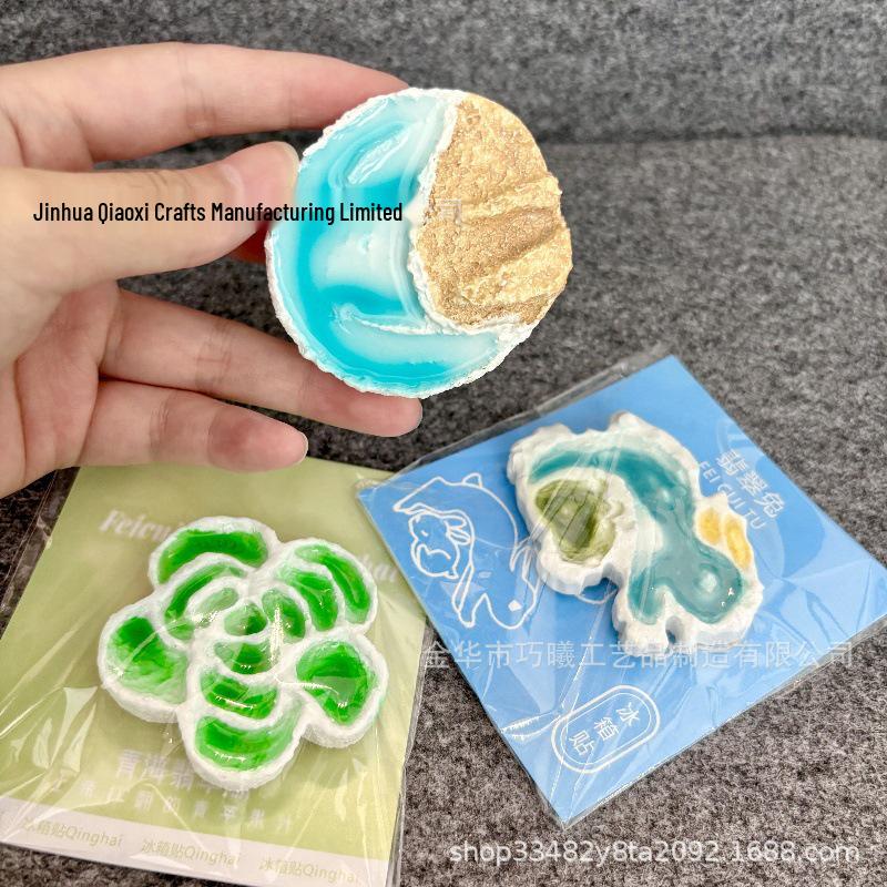 Qinghai Travel Lake & Jade Rabbit Magnet: Souvenir Decoration Green Rose