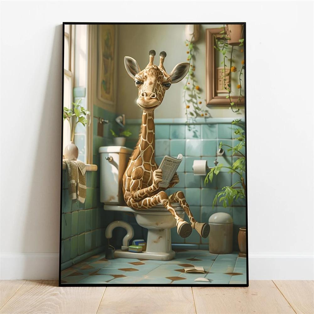 Funny Cat Bathroom Decor Humorous Bathroom Poster Guest Toilet Wall Art Prints Cat Humor Picture Toilet Wall Decor Bathroom Art