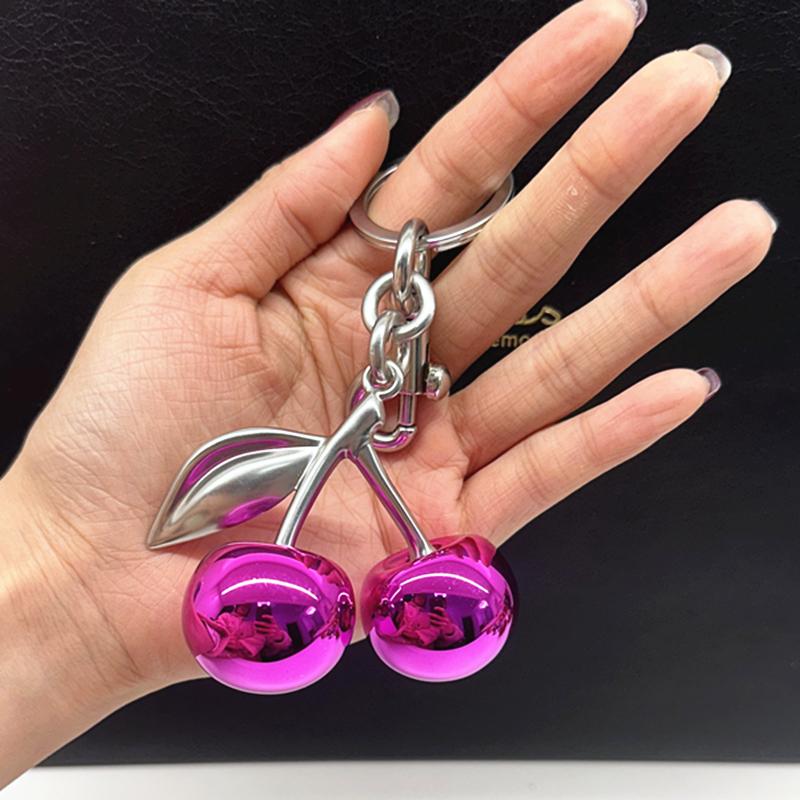Bag Charm For Coach Handbag Shoulder Bags Fashion Glitter Mirror Face Purple Cherry Pendant Women's Keychain Accessories Gift