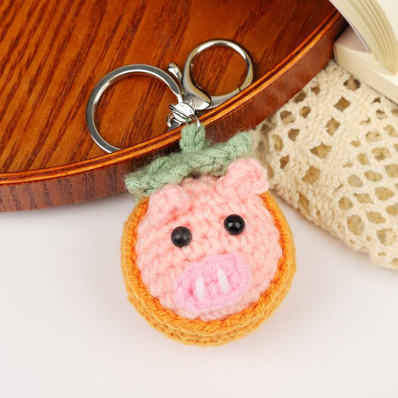 Creative Animals Keychain Hand Knitted Small Pendant Room Decor Handmade Wool Knitted Rabbit Sheep Keychain Christmas Gifts