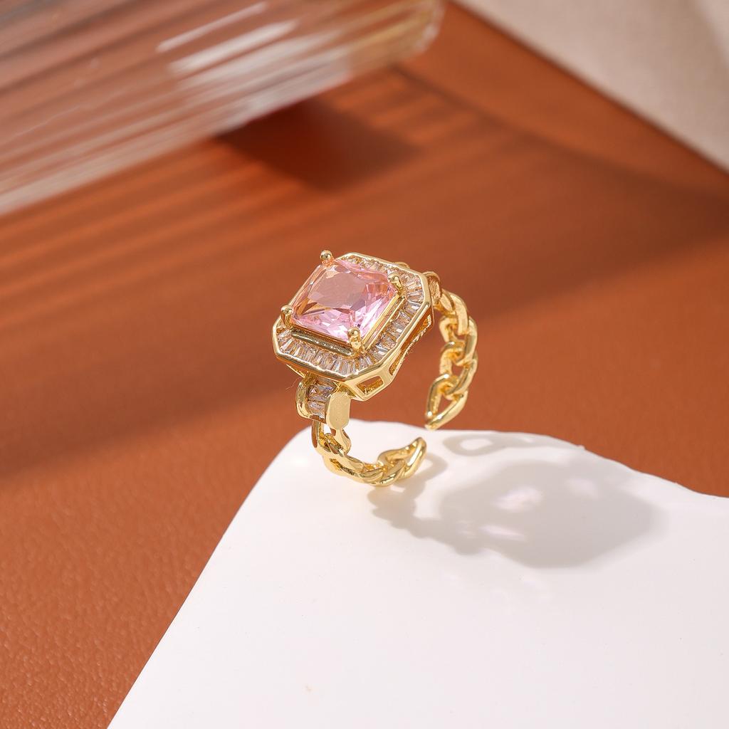 European American High-end Gem Ring Women Niche Light Luxury Zircon Open Adjustable Finger Jewelry Gift