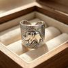 Men's Large Retro Silver Thai Elephant Ring - Bold, Versatile Style
