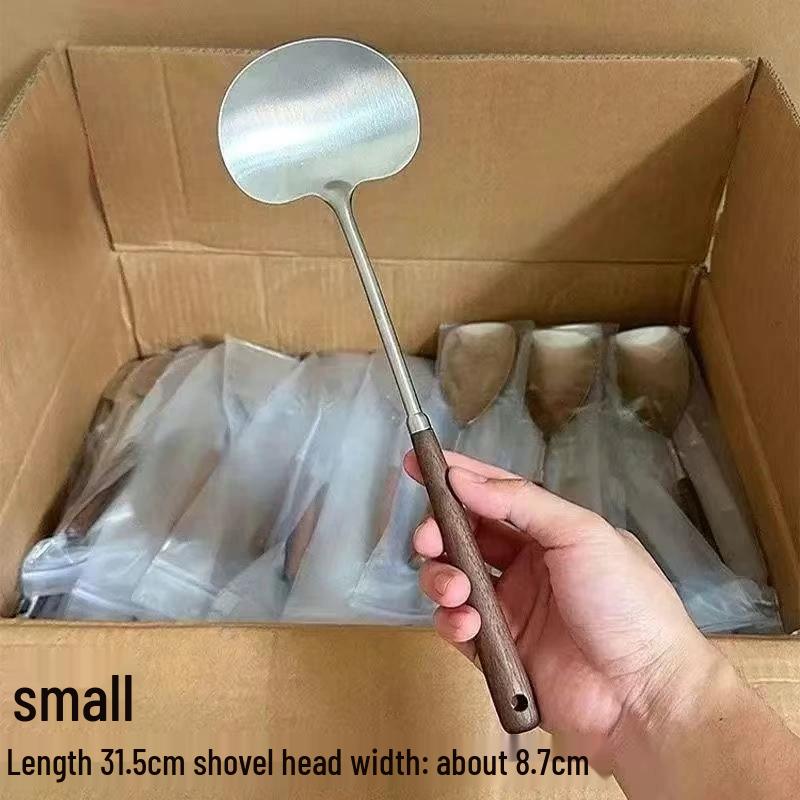 

Riyue Xingchen Stainless Steel Mushroom Wok Spatula with Walnut Wood Handle