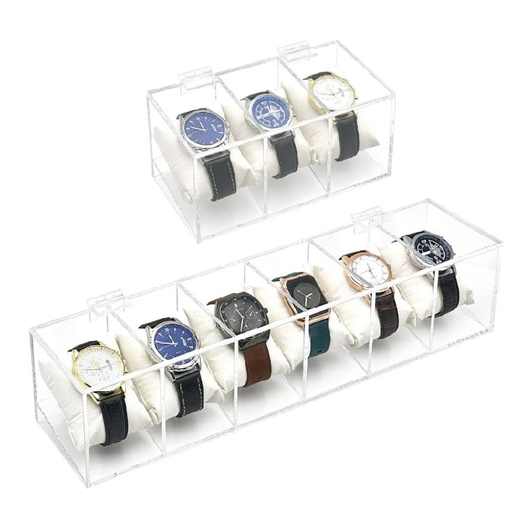 Watch Arrangement Case Transparent Acrylic Watches Box with Protective Pillows Elegant Wristwatch Storage Organizer