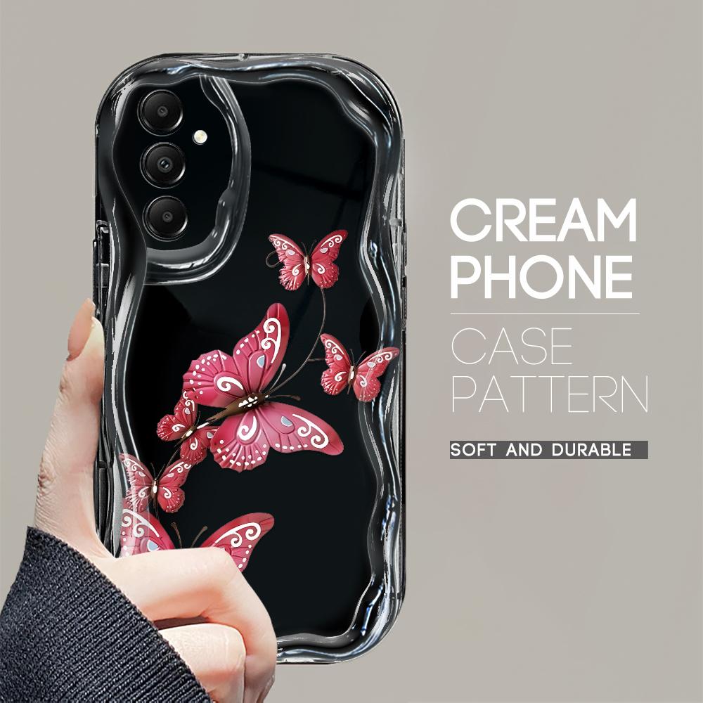 Cute Cartoon Pattern Cream Texture Casing Wavy Edge Soft Silicone Cover Phone Case for Samsung