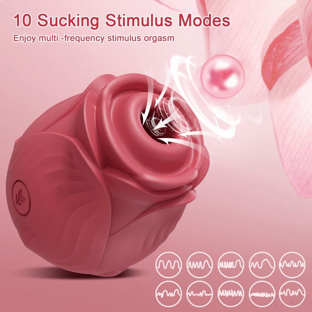 Rose suction toy 10-speed vibrator 3 in 1 vacuum stimulation G-spot oral nipple clitoris anal sex toy adult female toy