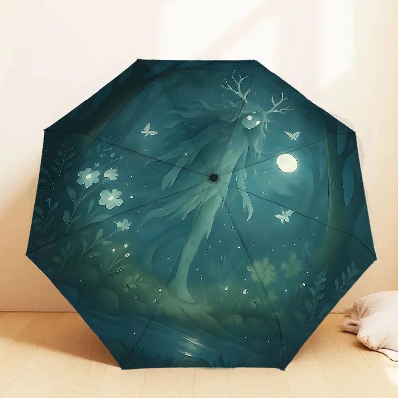 Enchanted Forest Moonlit Journey: A Mystical Umbrella with Automatic Opening & Closing, Perfect for Outdoor Adventures and Travel Accessories 180