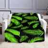 Neon Green Tropical Leaf Pattern Patterned flannel blanket perfect for the bedroom living room, sofa, or a little nap