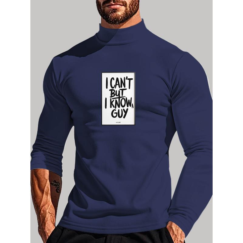 Polyester Men s Mock Neck Long Sleeve, Skin-Friendly & Suitable for Home Leisure Time XXL синий