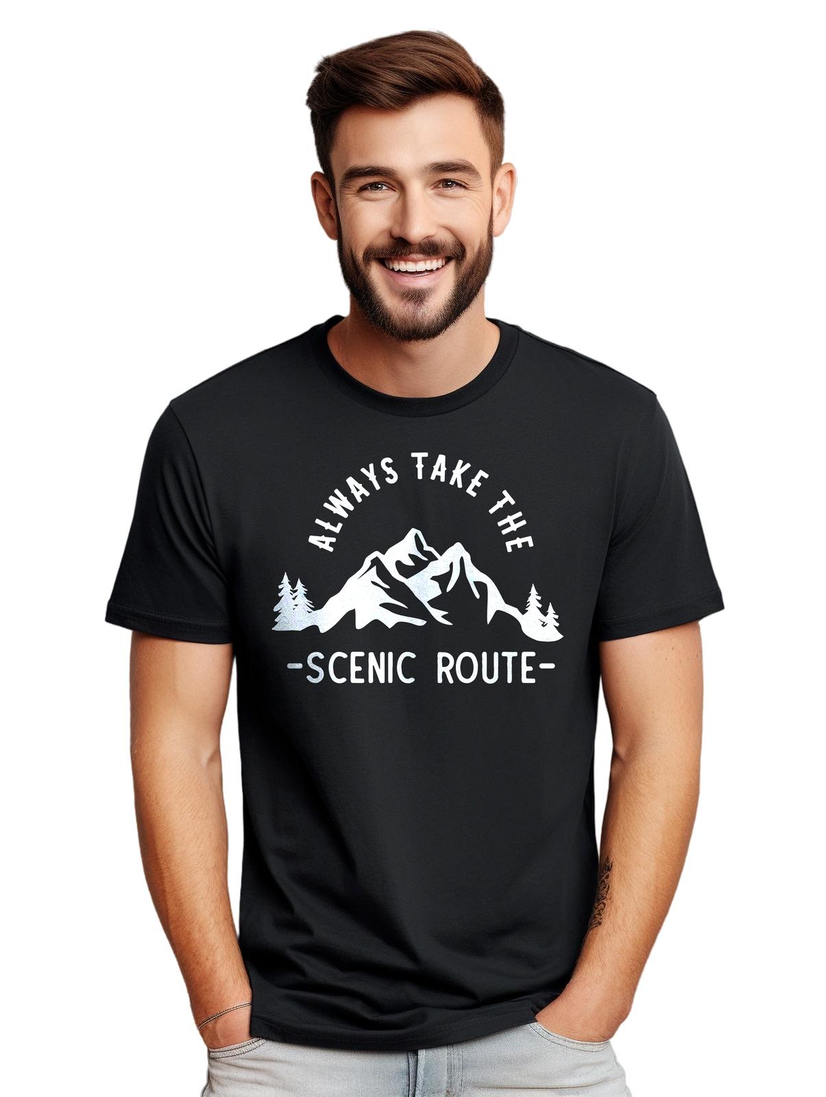 Always Take the Scenic Route T-Shirt Mens Womens Tees Top - Funny and Adventurous! Funny T-Shirt Mens Womens Tees Top, Uni 2XL