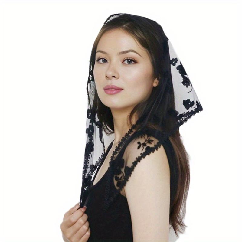 

Fashionable Black Rose Mesh Headscarf for Women Comfortable Elegant Neck Scarf