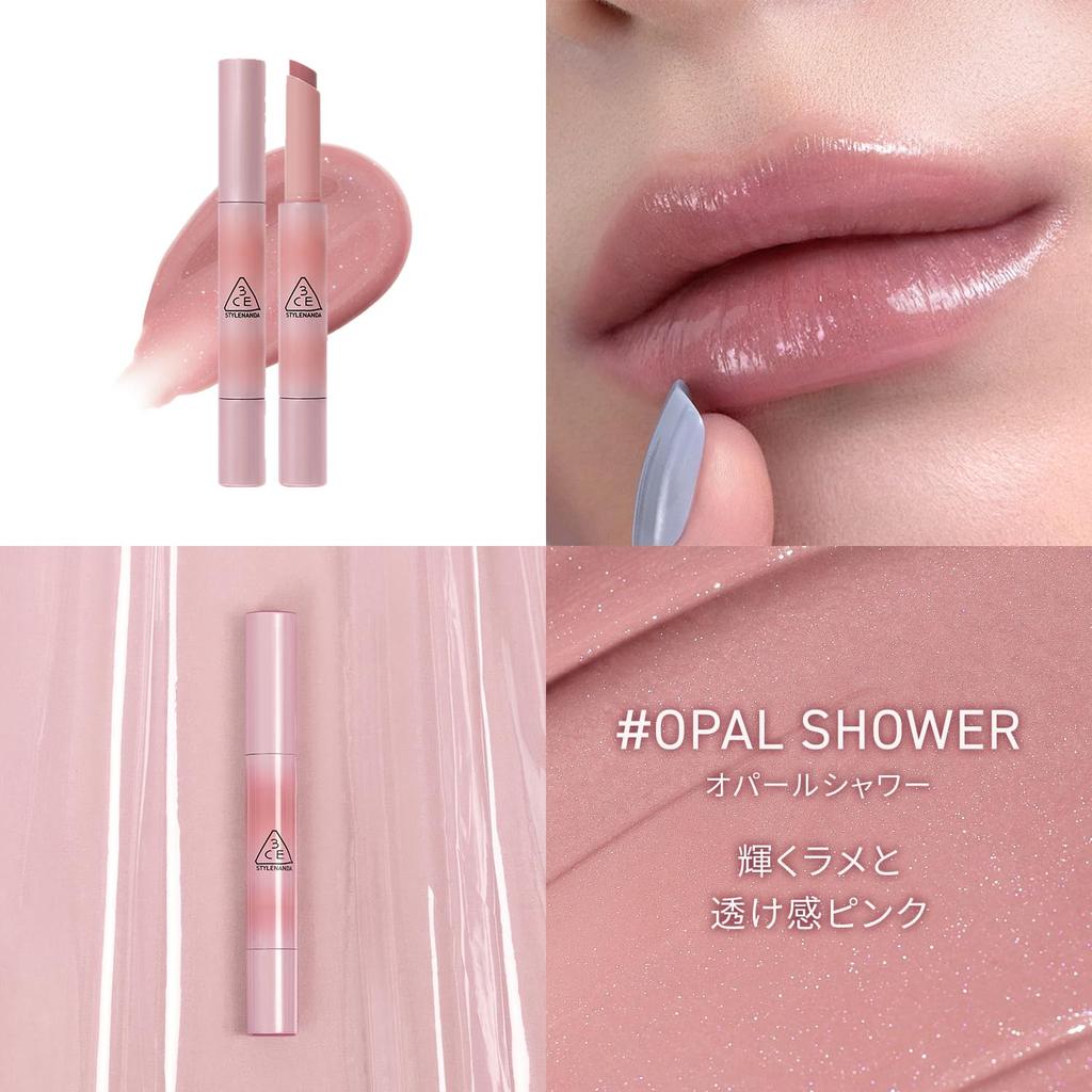 3CE Shine Reflector Opal Shower Lip Gloss, Korean cosmetics, Korean lipstick