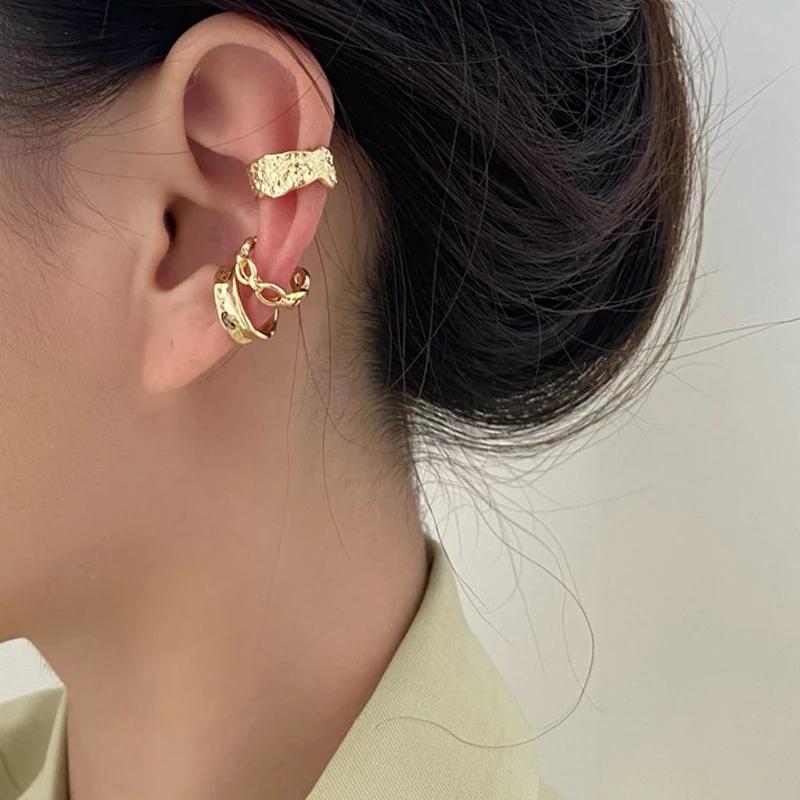 Clips Earrings for Women Unisex Minimalist Fashion Cartilage Hoop Earings Set Ear Cuff Fake Piercing Clip on Ear Jewelry