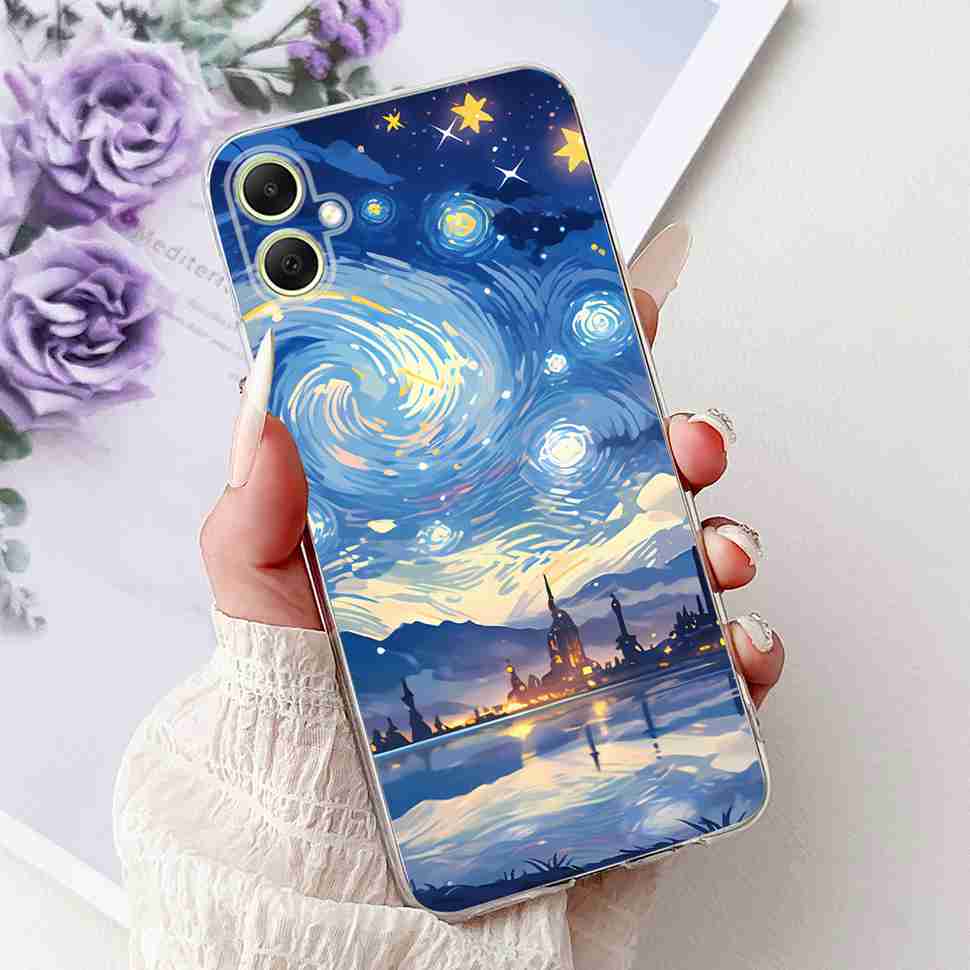 For Samsung Galaxy A05 4G SM-A055F Case Fashion Painted Soft Silicone Cover For Samsung A 05 A05s 4G SM-A057F Flower Phone Shell