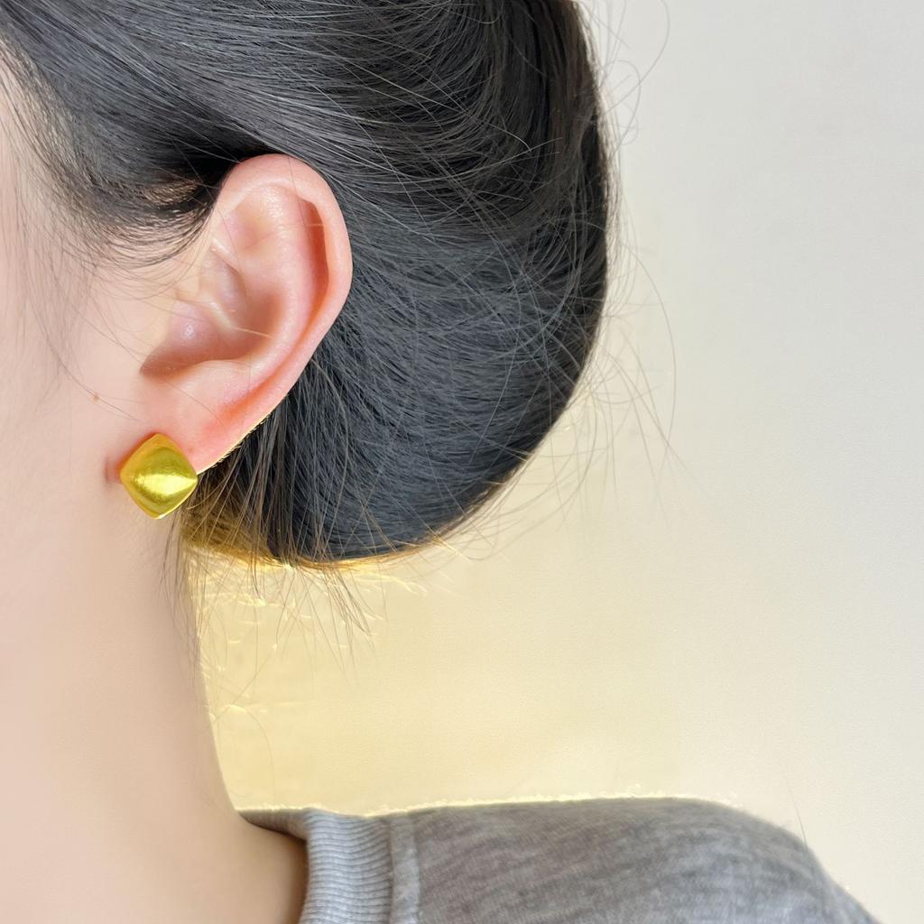 New 925 Silver Hoop Earrings Clip Matte Circle Geometric Punk For Women Girl Gift Jewelry