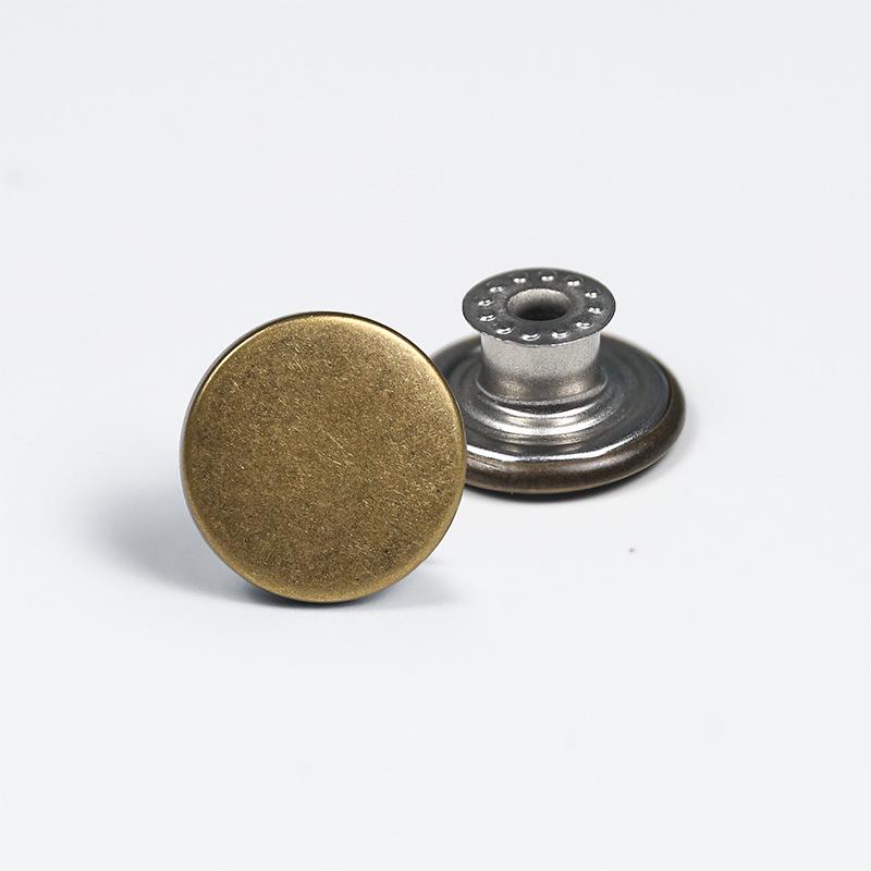 Antique Bronze Smooth Metal Tack Button for Jeans, Jackets & Dungarees with Engraving