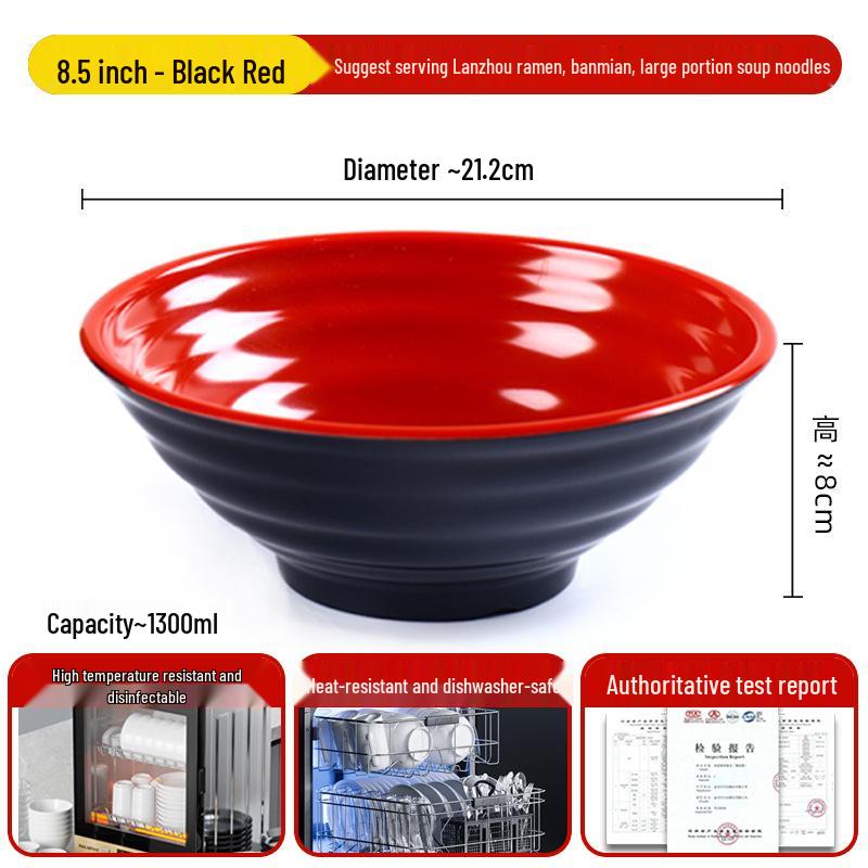 A8 Two-Color Melamine Noodle Bowl - Commercial-Grade Soup and Mala Tang Bowl for Restaurants and Catering