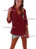 European & Asian 2025 Spring/Summer Women's V-Neck Long Sleeve Beach Hoodie with Pocket