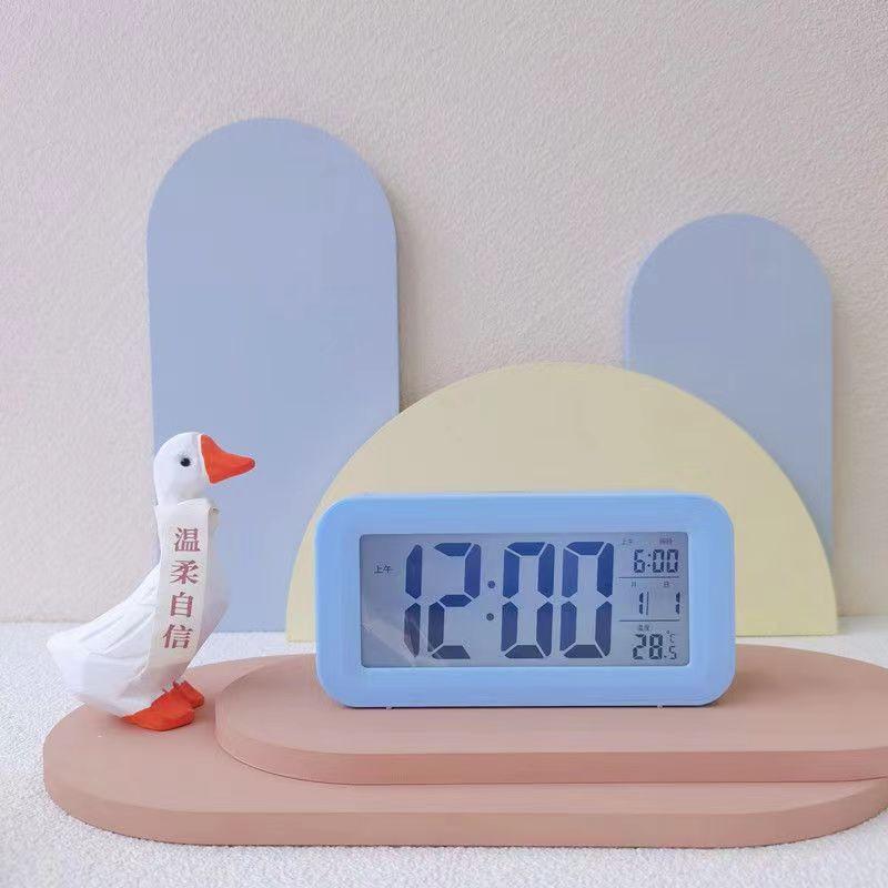 Student Electronic Alarm Clock Smart Mute Children's Bedroom Bedside Alert Temperature Weather Display Table Nordic Style