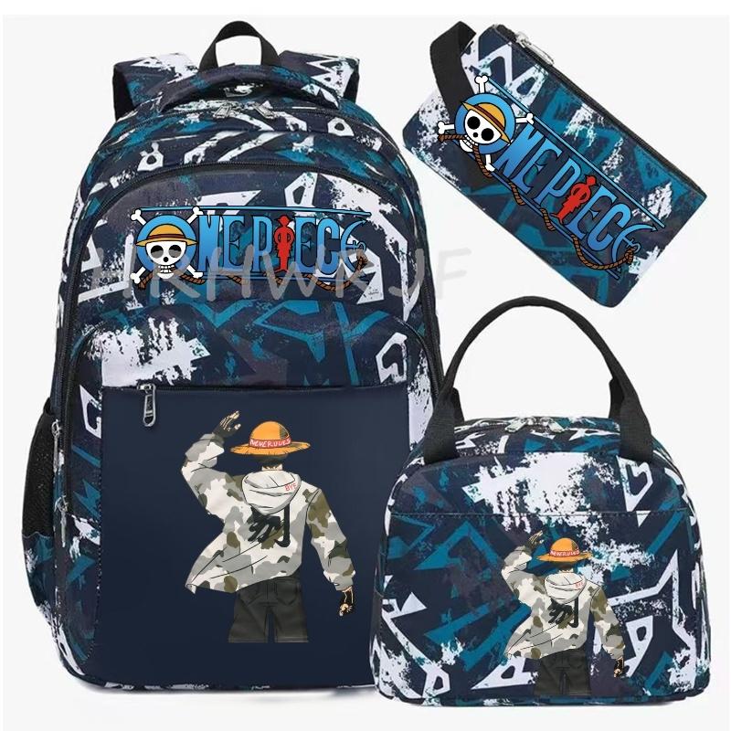 One Piece Backpack Monkey D Luffy Travel Nylon Mochila Feminina Bagpack Bolsas School Bags for teenager Laptop School Bags 3pcs