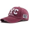 Vintage Big Letter NYC Baseball Cap Men Cotton Washed Spring Autumn Visor Soft Snapback Hat For Women