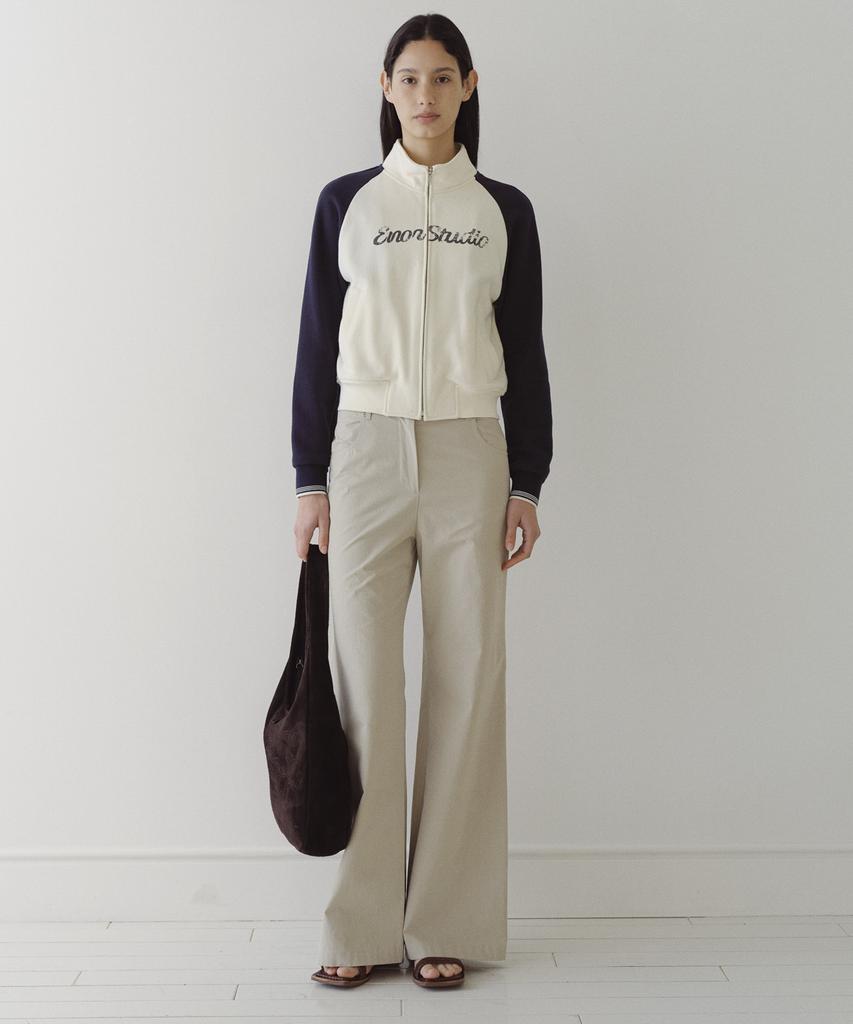 EN OR Back Logo Semi Bootcut Pants - Beige
